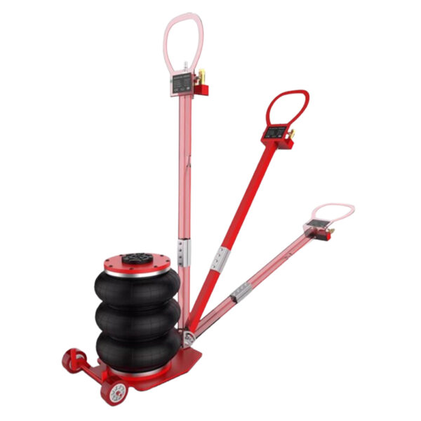 air bag jack working on truck tire repair site