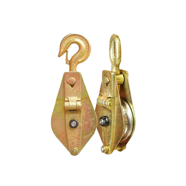 Heavy-duty lifting pulley block with hook, eye ring and all-steel bearing, 1-5 ton capacity for electric power construction