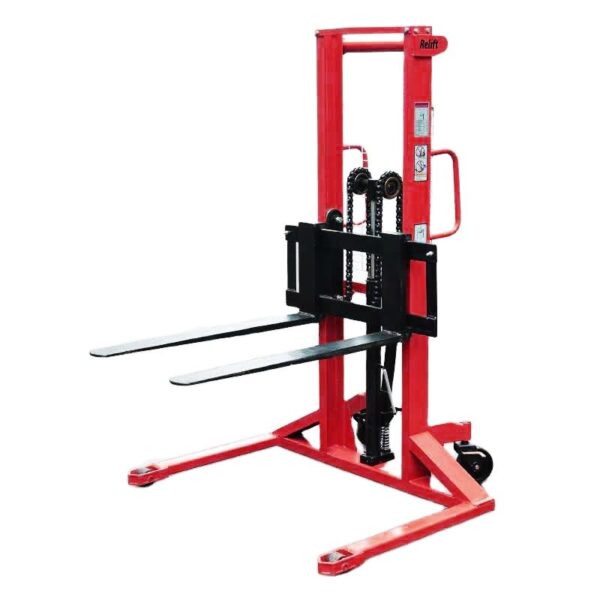 1T 1.6m Manual Hydraulic Straddle Stacker | Hand Pallet Forklift with PU Wheels