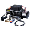power winch with cast copper rotor motor, 12v 24v offroad electric recovery winch with wired handle & wireless remote control, compact low noise vehicle towing winch