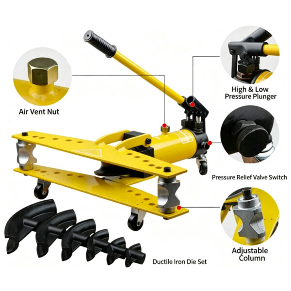 manual hydraulic pipe bender swg size parameter chart diameter tonnage stroke