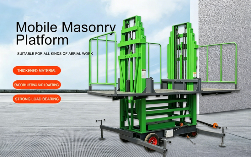 Mobile Masonry Platform, adjustable scaffolding work platform for construction, bricklaying and indoor maintenance